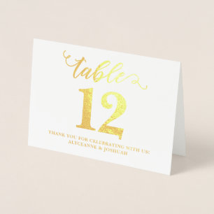 Elegant Real Gold Foil Wedding Table Numbers Folie Kaarten