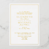 Elegant Real Gold Foil White Script Weddenschap Folie Uitnodiging (Voorkant)
