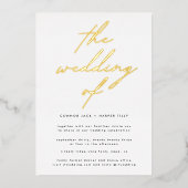 Elegant Real Gold Modern Wedding Folie Uitnodiging (Voorkant)
