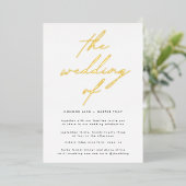 Elegant Real Gold Modern Wedding Folie Uitnodiging (Staand Voorkant)