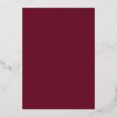 Elegant Real Gold Thick Border Burgundy Wedding Folie Uitnodiging (Achterkant)