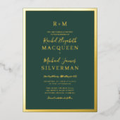 Elegant Real Gold Thick Border Green Wedding Folie Uitnodiging (Voorkant)
