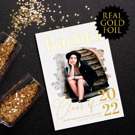 Elegant Real Gold Typografie Class of Afstuderen Folie Uitnodiging