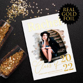 Elegant Real Gold Typografie Class of Afstuderen Folie Uitnodiging