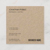 Elegant Real Kraft Paper Sjabloon Professional Vierkante Visitekaartje (Achterkant)