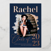 Elegant Real Roos Gold Class of Afstuderen Folie Uitnodiging (Voorkant)