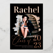 Elegant Real Roos Gold Class of Afstuderen Folie Uitnodiging (Voorkant)