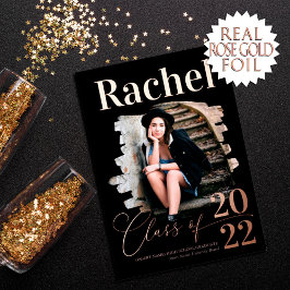 Elegant Real Roos Gold Class of Afstuderen Folie Uitnodiging