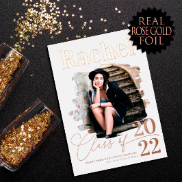 Elegant Real Roos Gold Class of Afstuderen Folie Uitnodiging