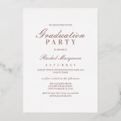 Elegant Real Roos Gold Class of Afstuderen Folie Uitnodiging (Achterkant)