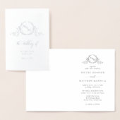 Elegant Real Silver Foil Monogram, Folded Wedding Folie Kaarten (Display)