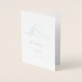 Elegant Real Silver Foil Monogram, Foral Wedding Folie Kaarten (Voorkant)