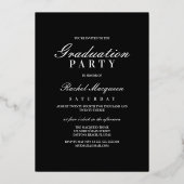 Elegant Real Silver Typografie Class of Afstuderen Folie Uitnodiging (Achterkant)