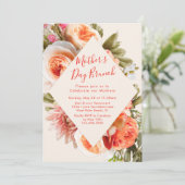 Elegant Realistische Rozen Lijst Moederdag Brunch Kaart (Staand voorkant)