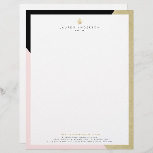 Elegant Realtor Broker Letterhead Briefpapier Briefhoofd (Voorkant / Achterkant)