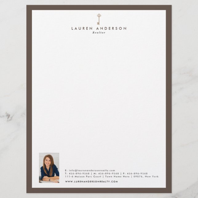 Elegant Realtor Broker Letterhead Briefpapier Briefhoofd (Voorkant)