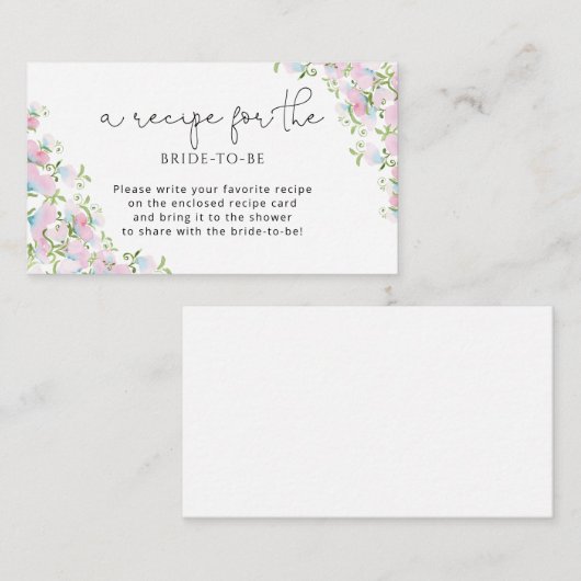 Elegant recept voor de te worden bruid informatiekaartje (Voorkant / Achterkant)