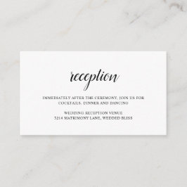 Elegant Reception Black and White Simple Wedding Informatiekaartje