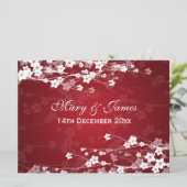 Elegant Reception Cherry Blossom Red Kaart (Staand voorkant)