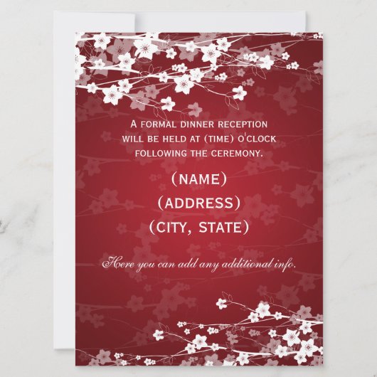 Elegant Reception Cherry Blossom Red Kaart (Achterkant)