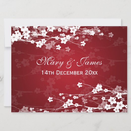 Elegant Reception Cherry Blossom Red Kaart (Voorkant)