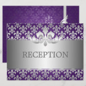 Elegant Reception Fleur De Lis Paars Kaart (Voorkant / Achterkant)