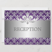 Elegant Reception Fleur De Lis Paars Kaart (Voorkant)