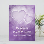 Elegant Reception Modern Hearts Paars Kaart (Staand voorkant)