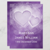 Elegant Reception Modern Hearts Paars Kaart (Voorkant / Achterkant)