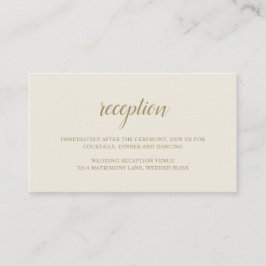 Elegant Reception Neutral Gold Ivory Wedding Informatiekaartje