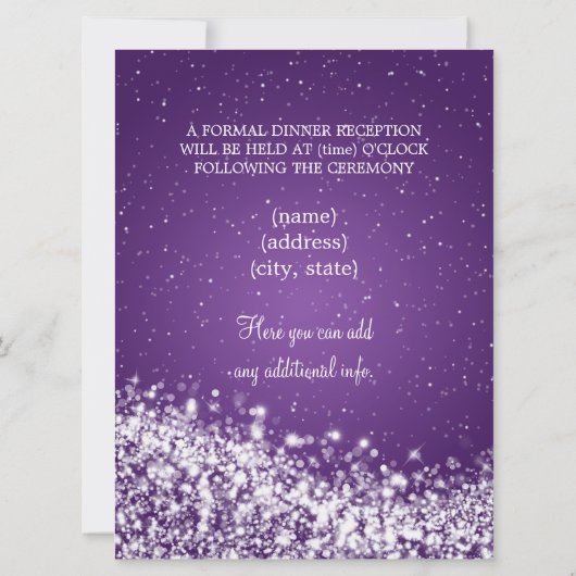 Elegant Reception Sparging Wave Paars Kaart (Achterkant)