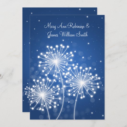 Elegant Reception Sparkle Sapphire Blue Kaart (Voorkant / Achterkant)