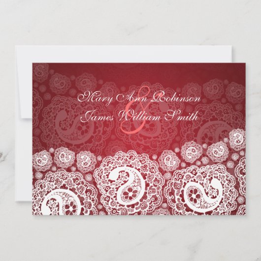 Elegant Reception Star Paisley Lace Red Kaart (Voorkant)