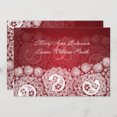 Elegant Reception Star Paisley Lace Red Kaart (Voorkant / Achterkant)