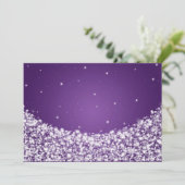Elegant Reception Star Sparkle Paars Kaart (Staand voorkant)