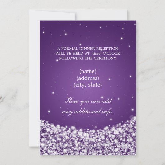 Elegant Reception Star Sparkle Paars Kaart (Achterkant)