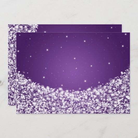 Elegant Reception Star Sparkle Paars Kaart (Voorkant / Achterkant)