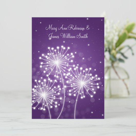 Elegant Reception Summer Sparkle Paars Kaart (Staand voorkant)