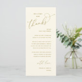 Elegant Reception "Welcome and Thanks" Guest Card Programmakaart (Staand voorkant)
