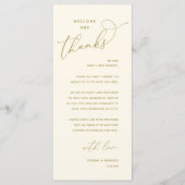 Elegant Reception "Welcome and Thanks" Guest Card Programmakaart (Voorkant)