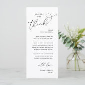 Elegant Reception "Welcome and Thanks" Guest Card Programmakaart (Staand voorkant)