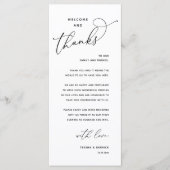 Elegant Reception "Welcome and Thanks" Guest Card Programmakaart (Voorkant)