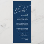 Elegant Reception "Welcome and Thanks" Guest Card Programmakaart (Voorkant)