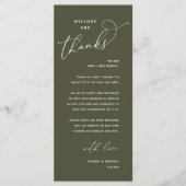 Elegant Reception "Welcome and Thanks" Guest Card Programmakaart (Voorkant)