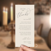 Elegant Reception "Welcome and Thanks" Guest Card Programmakaart
