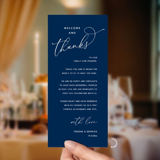 Elegant Reception "Welcome and Thanks" Guest Card Programmakaart