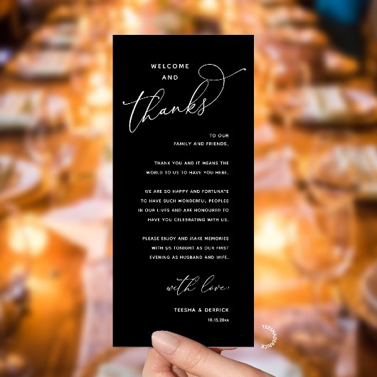 Elegant Reception "Welcome and Thanks" Guest Card Programmakaart