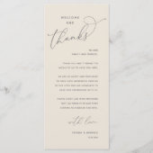 Elegant Reception "Welcome and Thanks" Guest Card Programmakaart (Voorkant)
