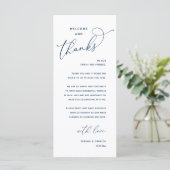 Elegant Reception "Welcome and Thanks" Guest Card Programmakaart (Staand voorkant)