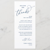 Elegant Reception "Welcome and Thanks" Guest Card Programmakaart (Voorkant)